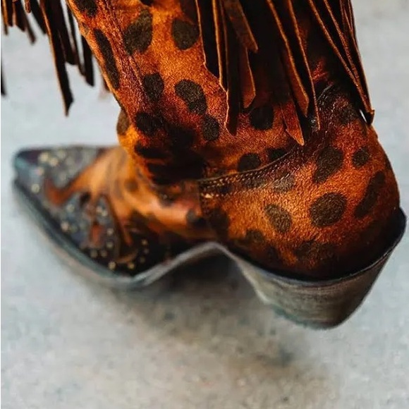 Corral leopard print boots with fringe - Picture 4 of 6